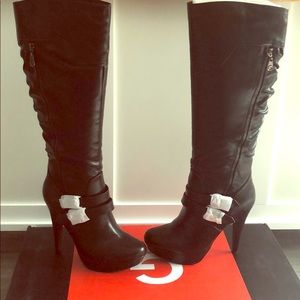 G by Guess Danjer Platform Black Dress Boots